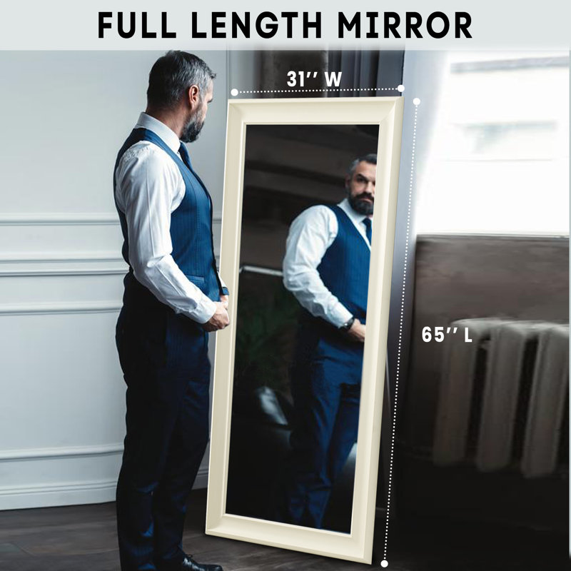 Miroir de plancher Duwaine, blanc, Crème
