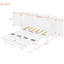 Lit double blanc avec compartiments de rangement secret et style tissé moderne - Économisez de l'espace dans votre maison Matelas pliable inclus pour plus d'efficacité