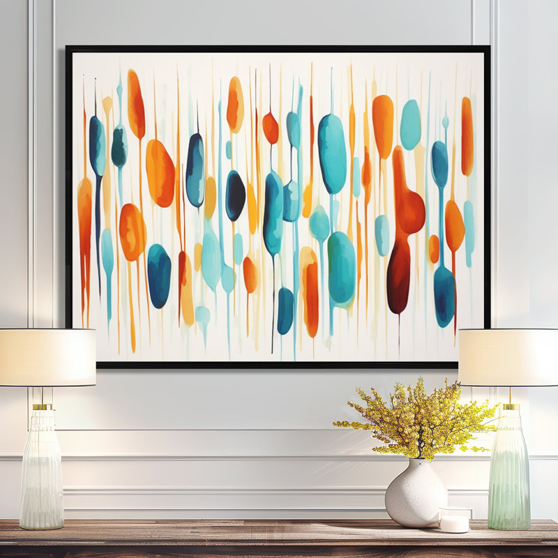«Walking In The Autumn Woods - Abstract Wall Art Living Room», Toile avec cadre flottant noir, H 12 po x l 20 po x P 1 po