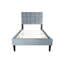 Lit simple gris avec tête de lit capitonnée en biscuit 12 et aspect lin relaxant réglable-888973371
