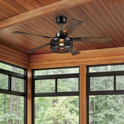 52" Industrial Farmhouse Ceiling Fan with Lights and Remote