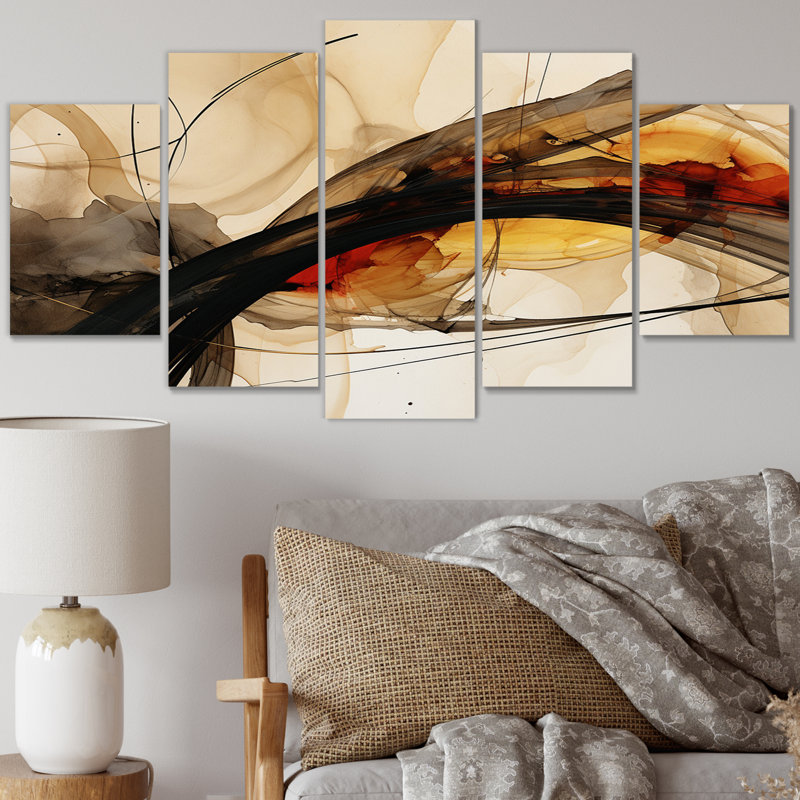 Conversations of the Earth Dynamic Shapes IV - Abstract Shapes Reproduction d'art mural - 5 panneaux