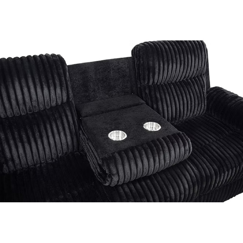 Ensemble de canapé inclinable 3 pièces Dawley, Noir