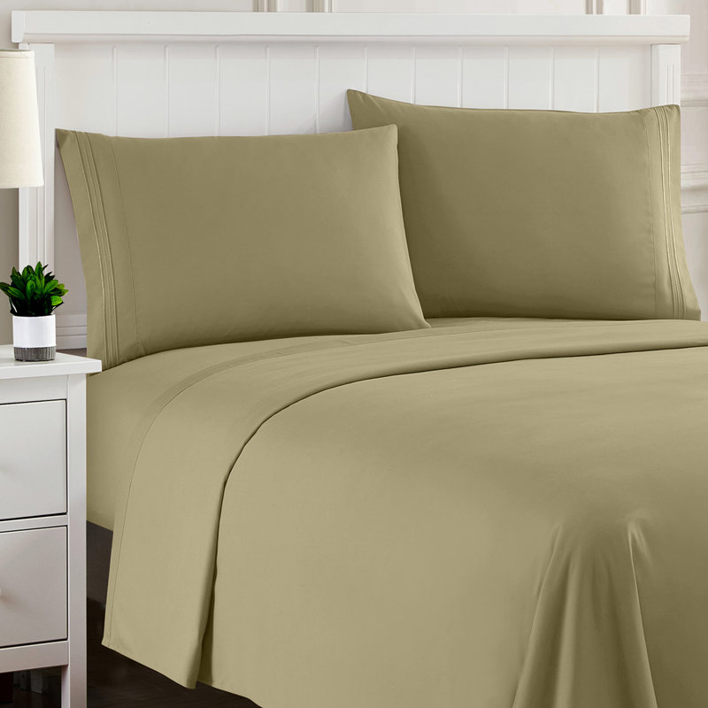 Luxurious Classic Soft Solid 1800 Series Microfiber Sheet Set, Various Colors and Sizes, Sage, Split King