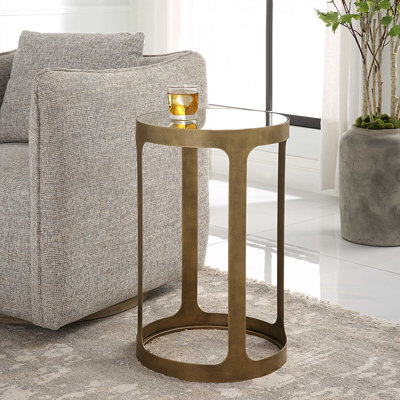 Grande table d'appoint en métal avec plateau en verre 24,75 po Chowdury