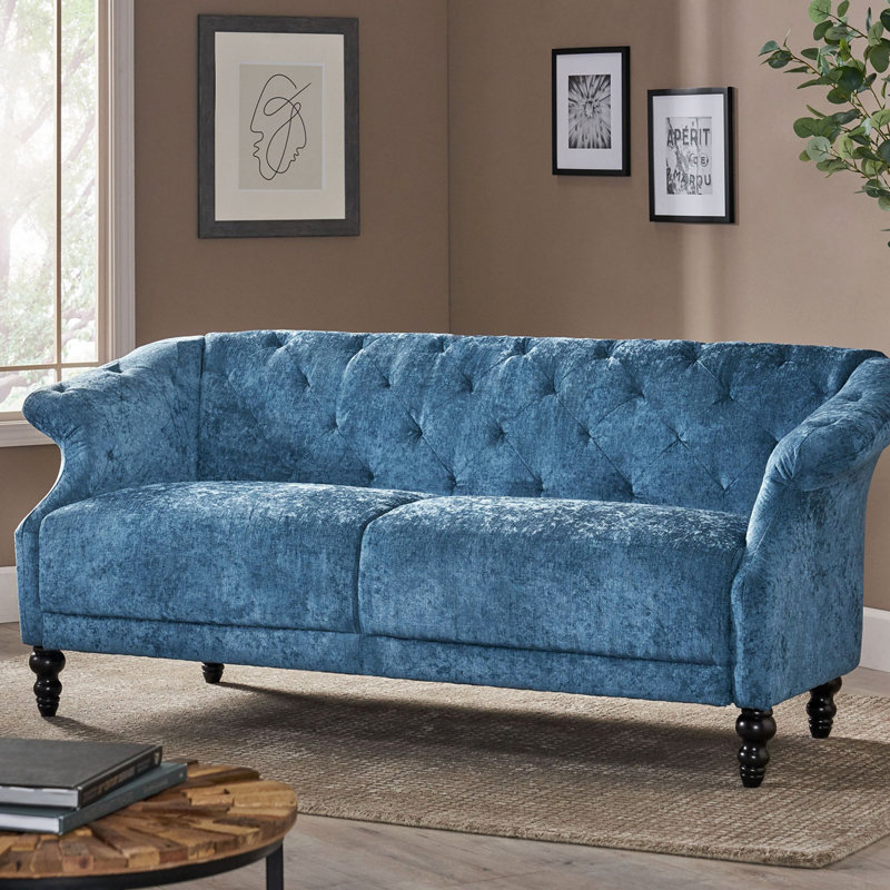 75" Flared Arm Sofa,sofa,couch, Navy Blue