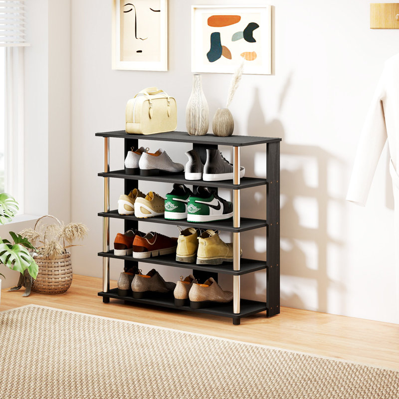 5-Tier Storage 12 Pair Shoe Rack, Black