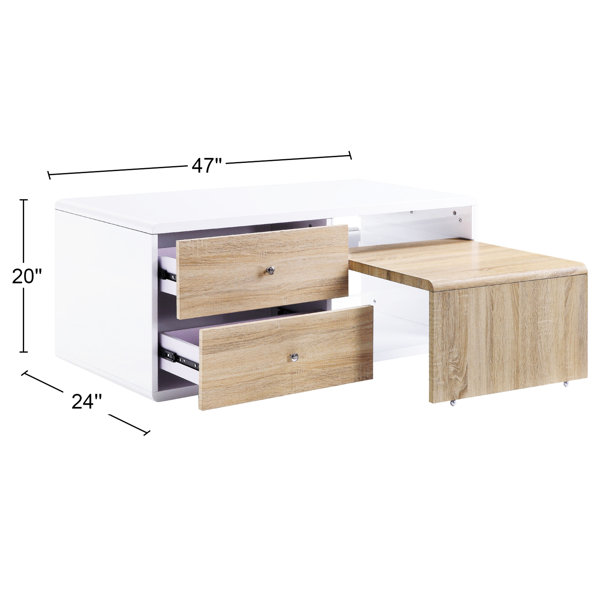 Orren Ellis Rectangular Coffee Table With White High Gloss Finish, 4 ...