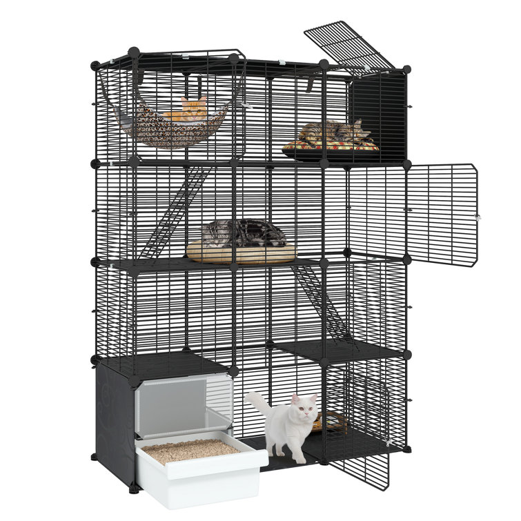 4-Tier Customizable Cat Cage w/ Litter Box, Hommock