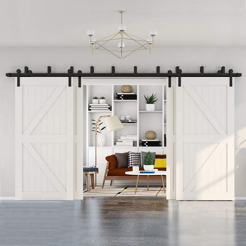 Ensemble de quincaillerie de porte de grange coulissante à 4 portes coulissantes, 79,2 po