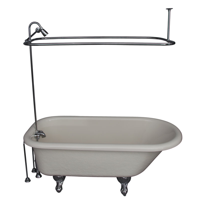 60'' x 30'' Soaking Acrylic Bathtub with Faucet, Bisque