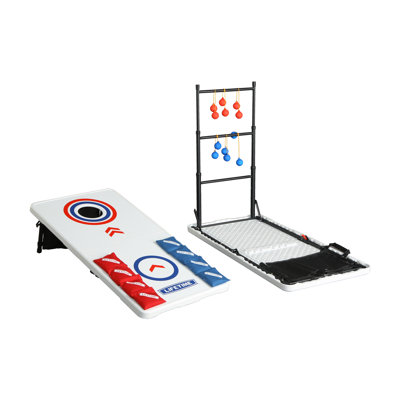Lifetime Heavy Duty Outdoor Cornhole, Ladderball Game and Folding Table Combo Set