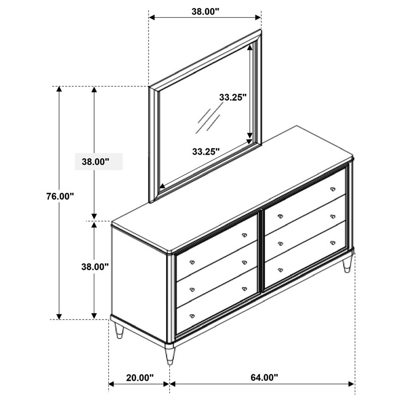 Commode 6 tiroirs avec miroir Montel Brun