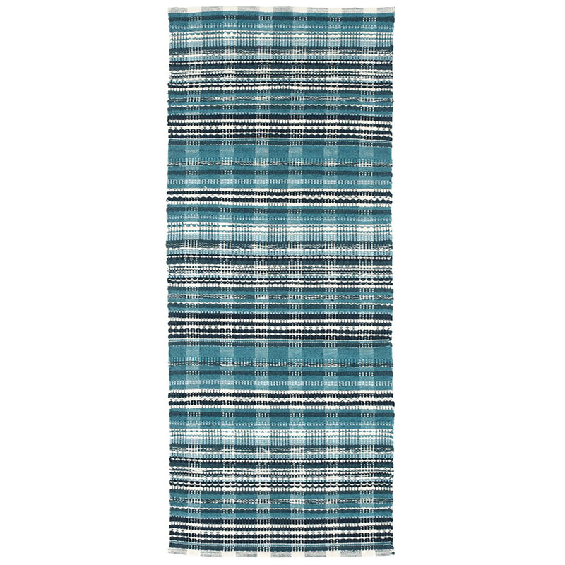 Tapis bleu tissé à la main Lakehouse, Rectangle 2 pi 6 po x 8 pi