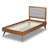 Gorlest Mid-Century Modern Light Grey Fabric Upholstered And Walnut Brown Finished Wood Twin Size Platform Bed-93767575