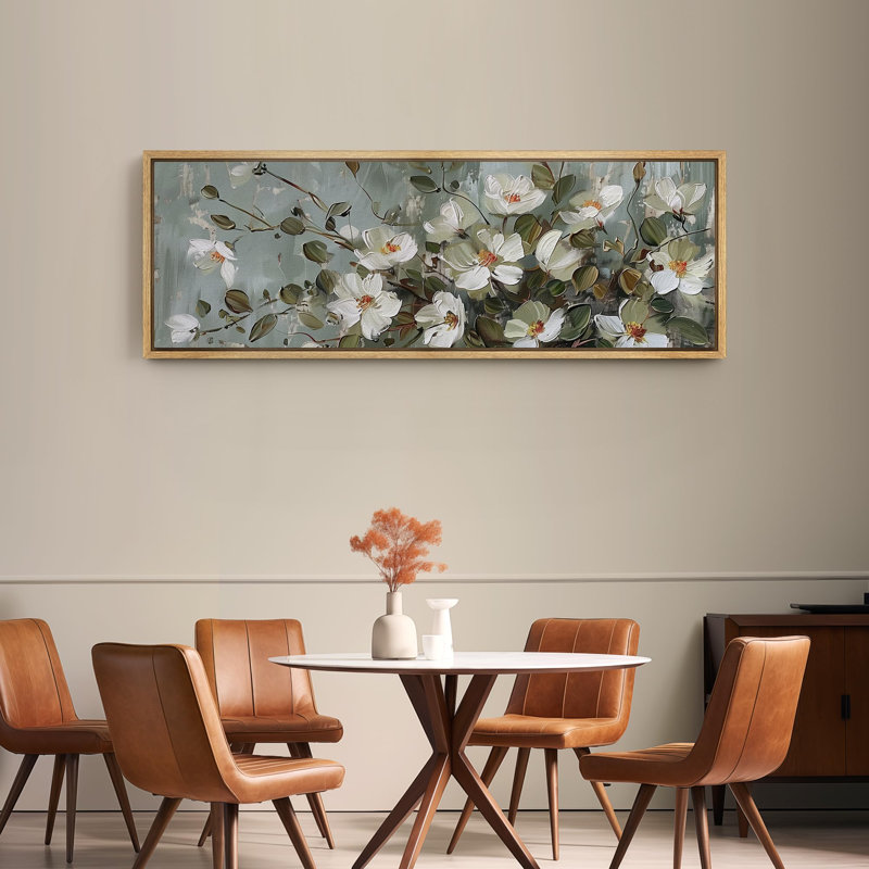 Flower Blossom Elegant Floral Serene Blossom, H 20 po x l 60 po, Naturel