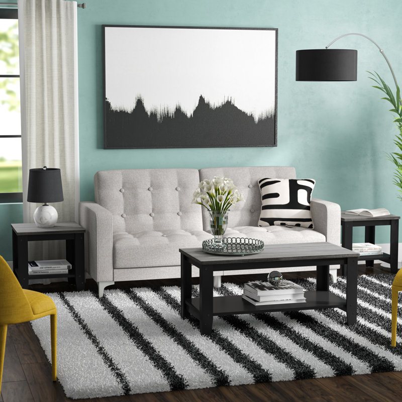 Ensemble de table de bout de 3 pièces en stratifié gris de style transitionnel, parfaite pour prendre le café ou comme décoration dans le salon