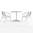 Moraal Round Aluminum Indoor-Outdoor Table Set with 2 Slat Back Chairs-728214427-795904946