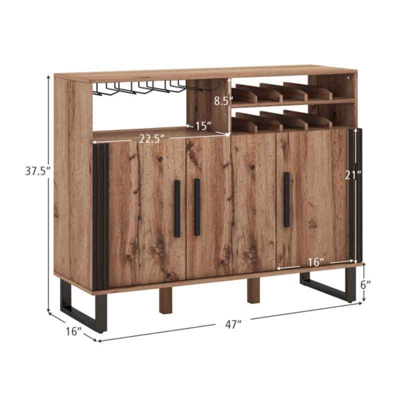 Armoire à vin avec 3 portes et tablettes réglables Home