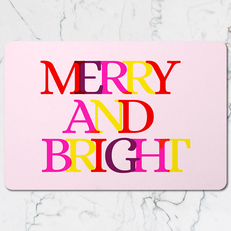 Merry And Bright Pink Placemats And Coasters Set For Holiday Table Decor