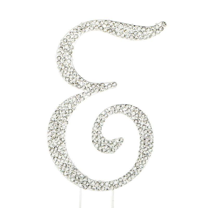 Surmatelas à gâteau "e" rhinestone, Argent