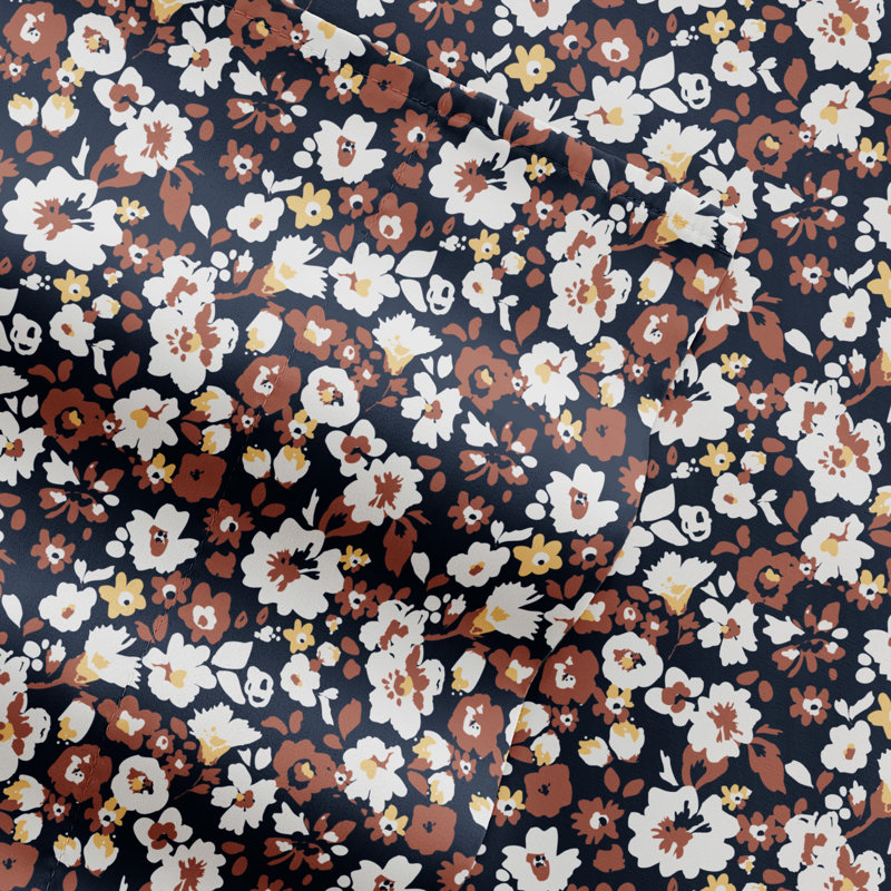 Twin Terracotta Floral Microfiber Kids Sheet Set