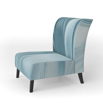 Blue Modern Water III - Glam Upholstered Slipper Chair