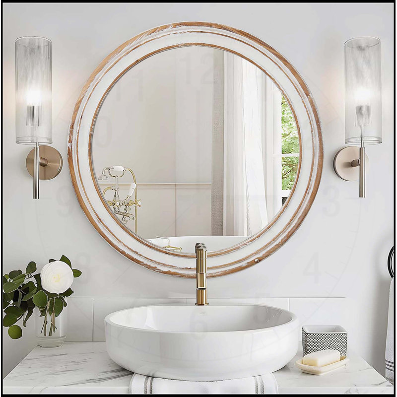 Miroir rond rond pour salle de bain, chambre à coucher et salon, 27,56 po x 27,56 po