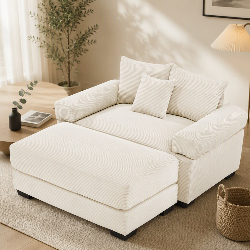 Canapé modulaire surdimensionné 54,3 po Cloud, Cream Corduroy