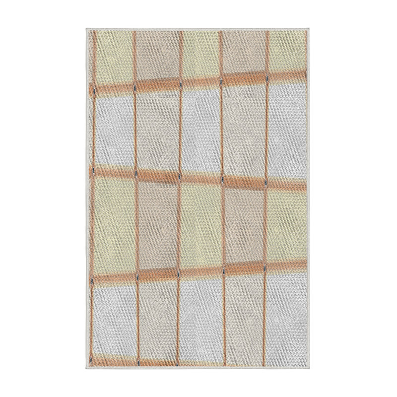 Tapis géométrique jaune / brun, Rectangle 7 pi x 10 pi