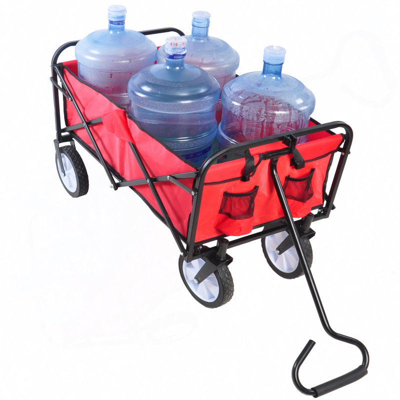 Folding Wagon Garden Shopping Beach Cart, Red