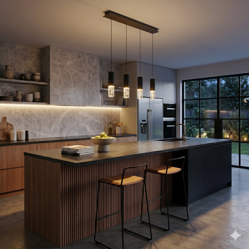 Rathi 4 - Light Kitchen Island Pendant, Black