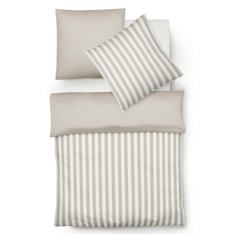 Buntgewebe Porto 100% Cotton 230 Tc Duvet Cover Set, 200 x 220 cm - 2 Pillowcases (80 x 80 cm), Almond