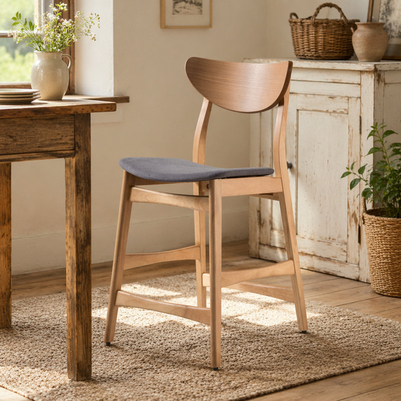 Chaise à hauteur de comptoir, Gris foncé, Chêne