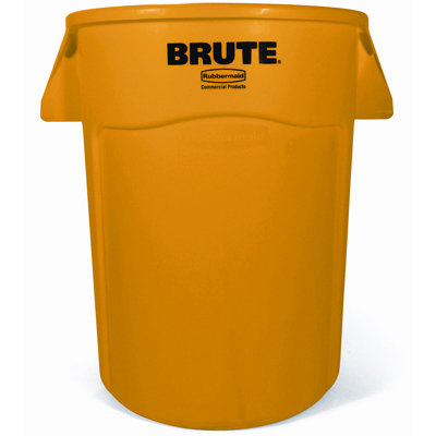 Yellow Heavy-Duty Plastic 44-Gallon Round Trash Can