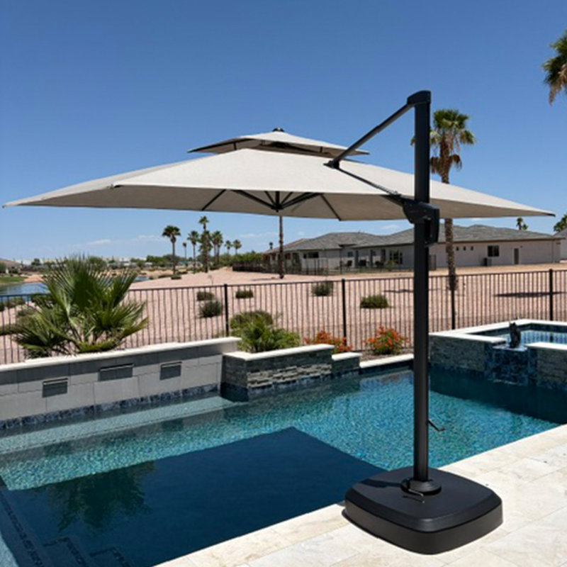 Parasol carré 10 po pour l'extérieur, Bois de frêne coulé