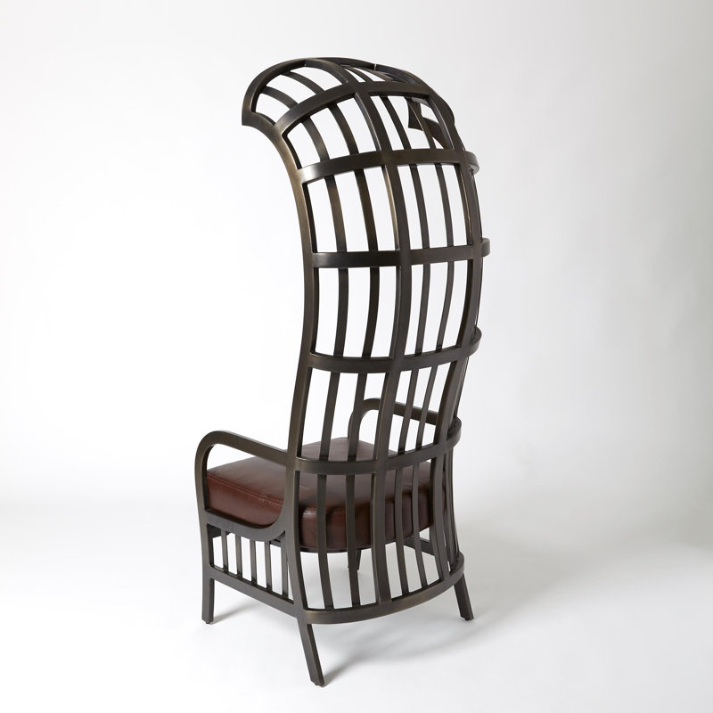 Studio A Cascade Dark Brown Leather and Metal Chair