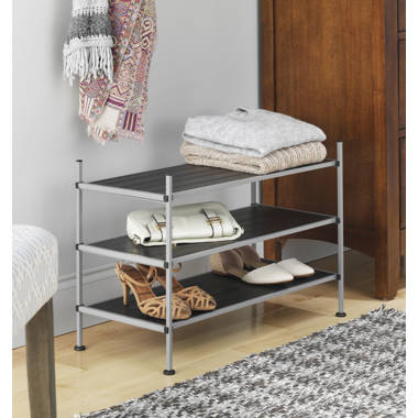 Seville Classics 3-Tier Stackable Shoe Rack Organizer, Metal, Gray 