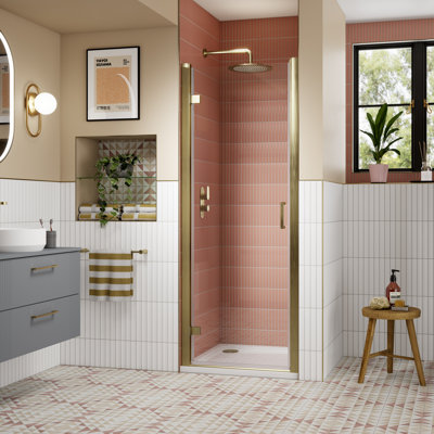 Lucie 790 mm W Hinged Framed Shower Door with Clear Glass