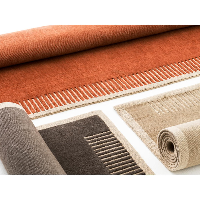 Duomo Hand Loomed Area Rug in Terracotta Red, Rectangle 6'7" x 9'10"