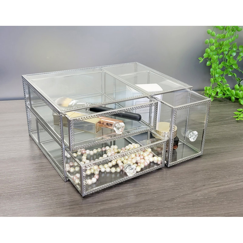 Organisateur de maquillage en verre, Argent