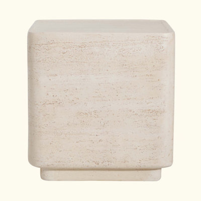 Outdoor Patio MGO Side Table, Travertine Finish, Set Of 1