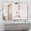 Miroir de salle de bain surdimensionné avec plateau mural amovible, miroir mural horizontal horizontal suspendu en aluminium, miroir complet pour le salon de la chambre à coucher, jaune et corail, 72 po x 48 po