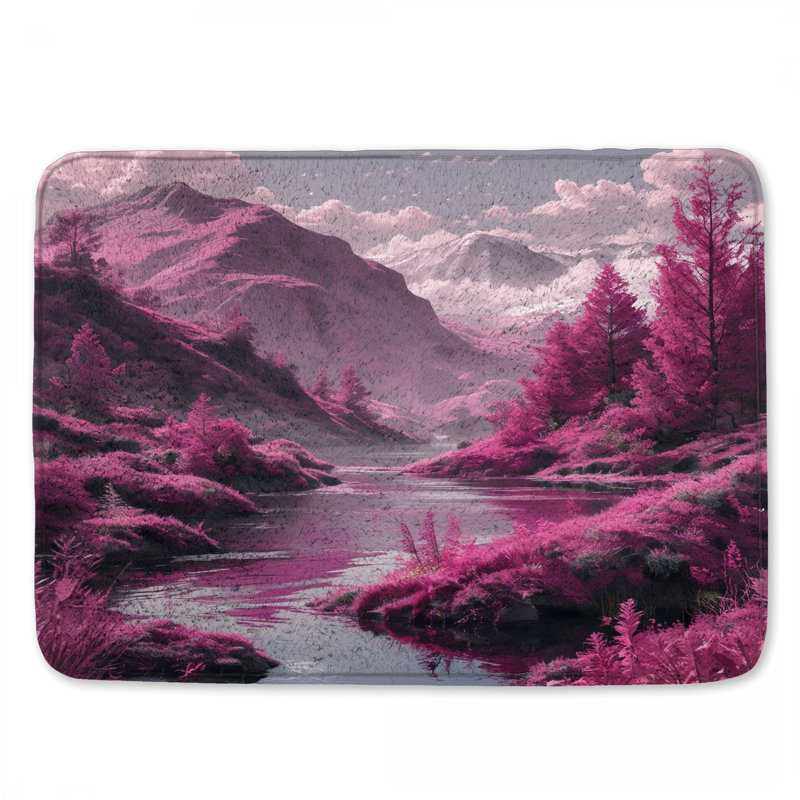 Tapis de bain Pink Mountain Landscape, L 24 po x L 17 po