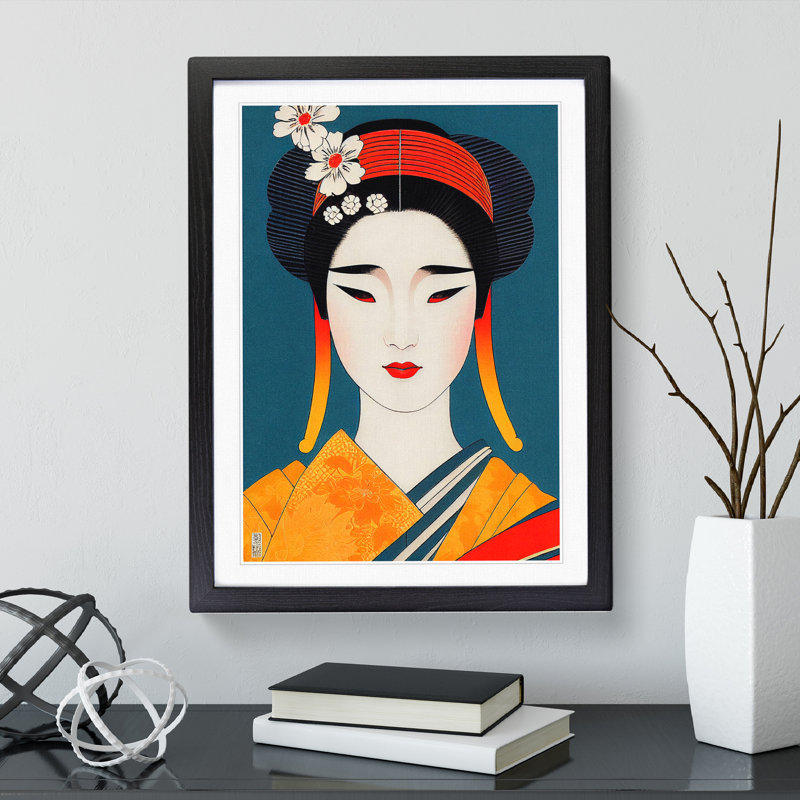 Face Of A Geisha No.3 - Single Picture Frame Print, Black, 64cm H x 46cm W x 2cm D