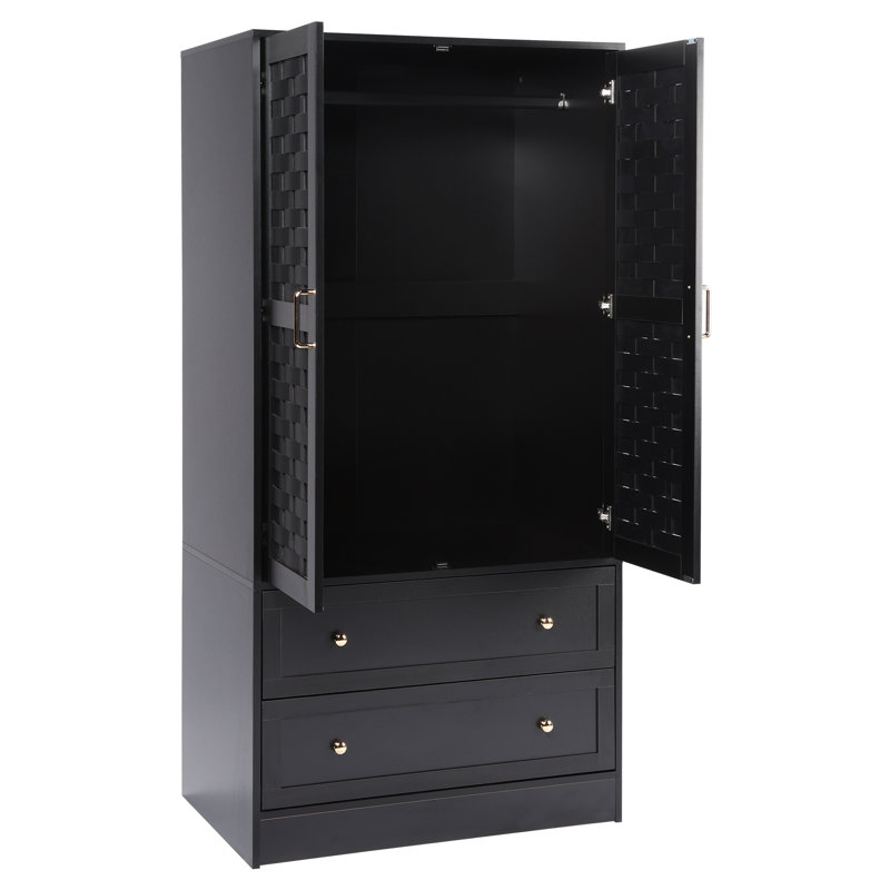 Armoire en bois manufacturé Romond, Noir