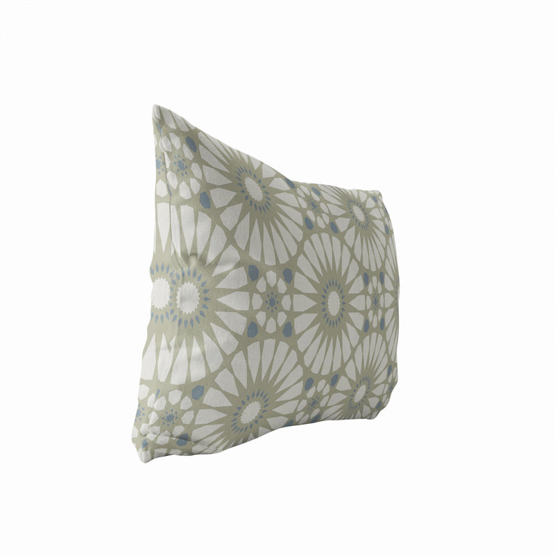 Coussin lombaire d'extérieur à motif géométrique Sylvia, Sauge