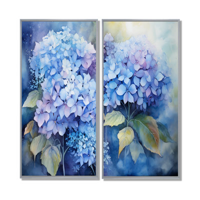 «Blue Hydrangea Farmhouse Still Life I - Beige», art mural traditionnel