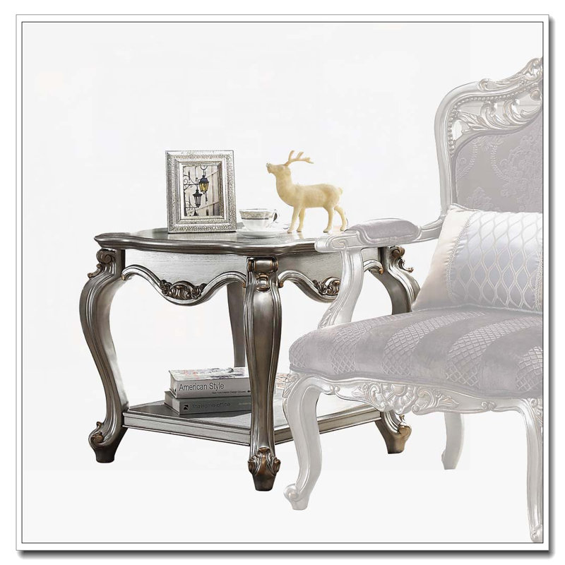 Table de bout à 1 tablette en platine antique