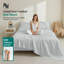 New Season - Ensemble de draps en coton - Draps 100% coton à densité de tissage 500 fils avec draps en coton doux (double, gris clair)-117459751-117459749